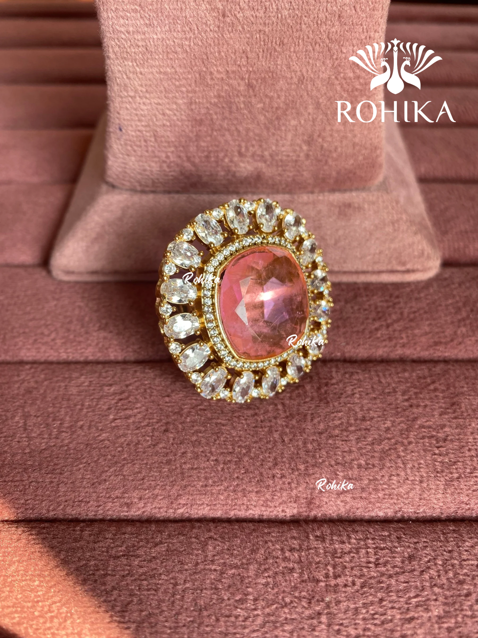 Angana polki kundan ring (SG-139) - Pink