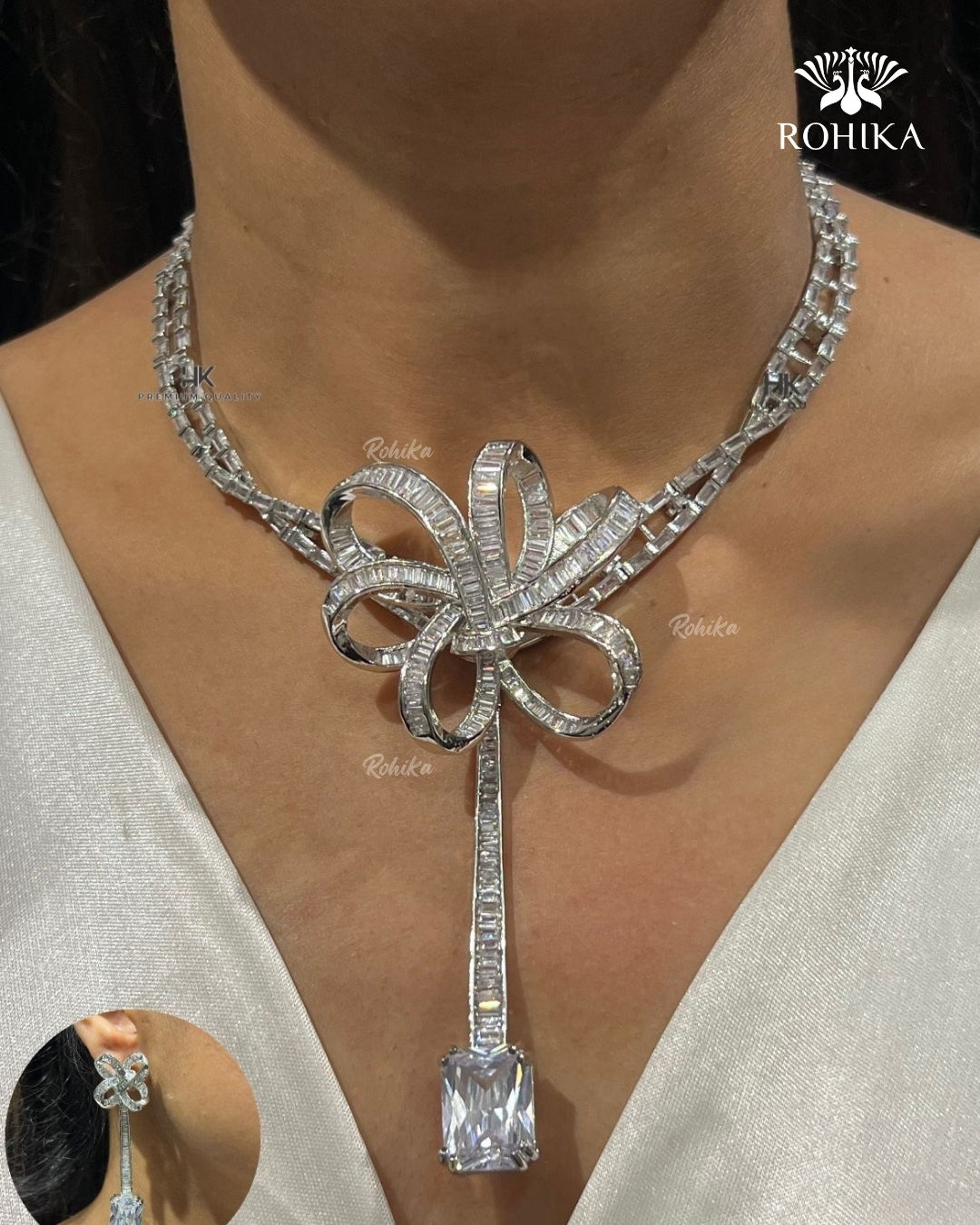 Amelia American Diamond Necklace - White