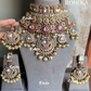 Vamsi polki kundan bridal necklace set - Ruby red