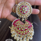 Tisha earrings and maangtikka combo - Dark pink