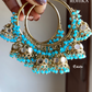 Leena mirror jhumki bali earrings - Sky blue