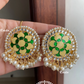 Khushi kundan studs - Yellow and green