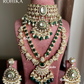 Maitri bikaneri kundan necklace combo set - Dark green