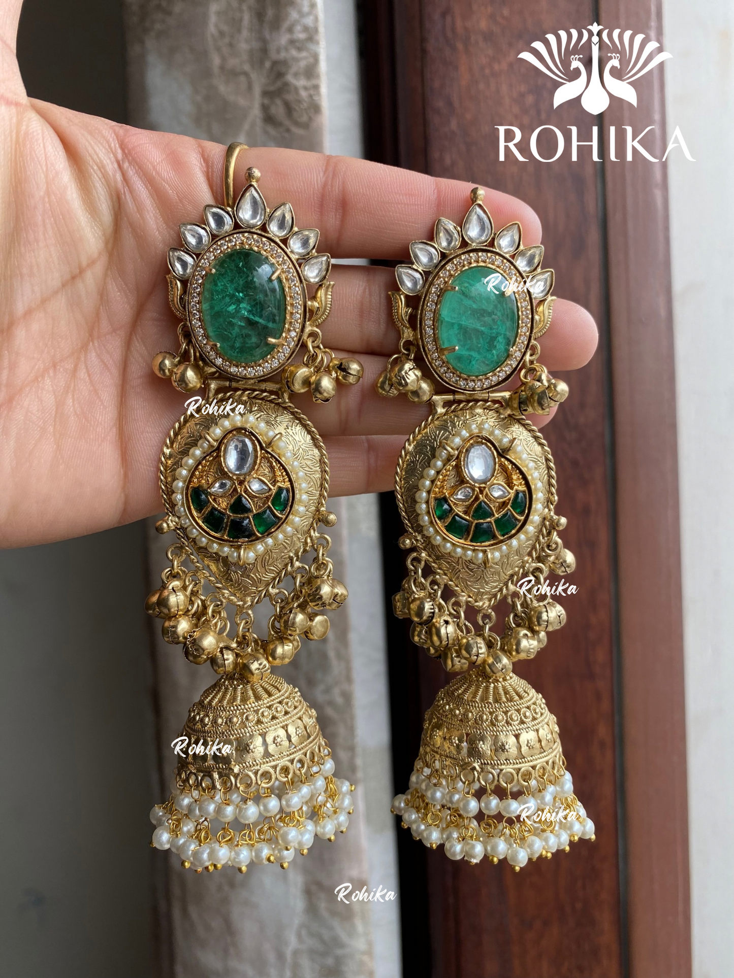 Banjara fusion earrings (FE-020) - Mint green