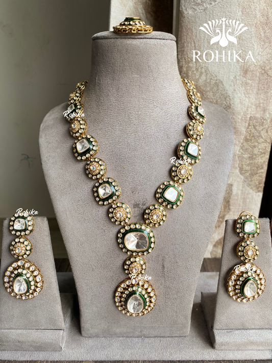 Swara polki kundan necklace set - white