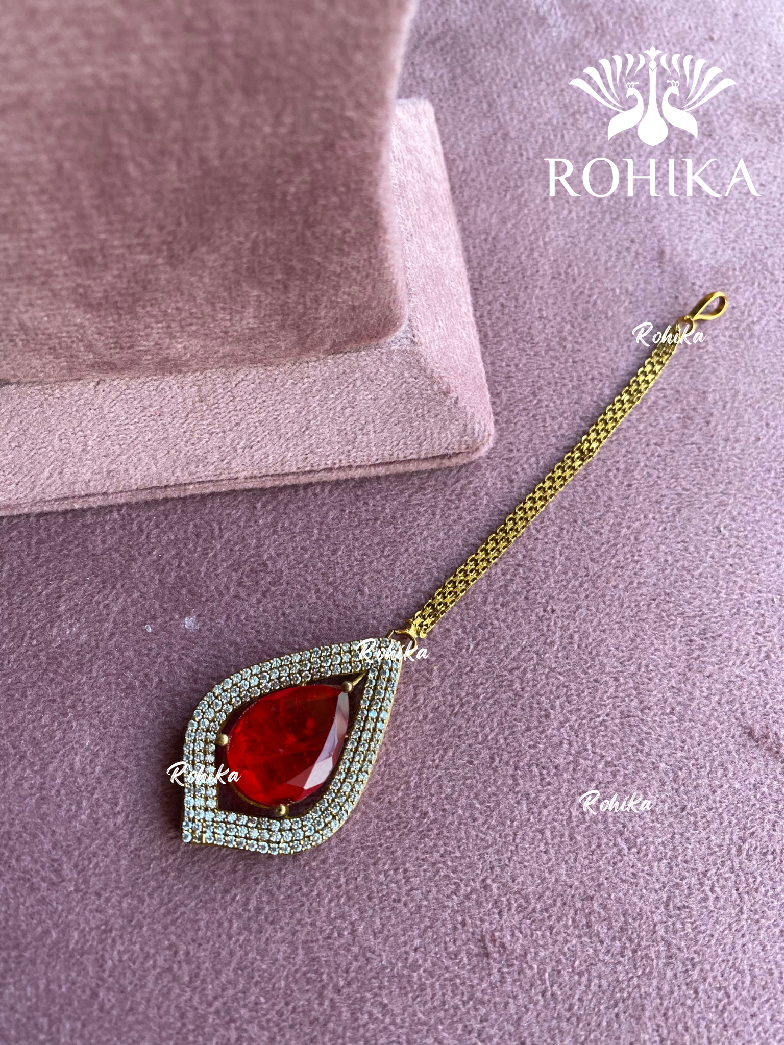 Polki kundan maangtikka (PLKM-025) - Red