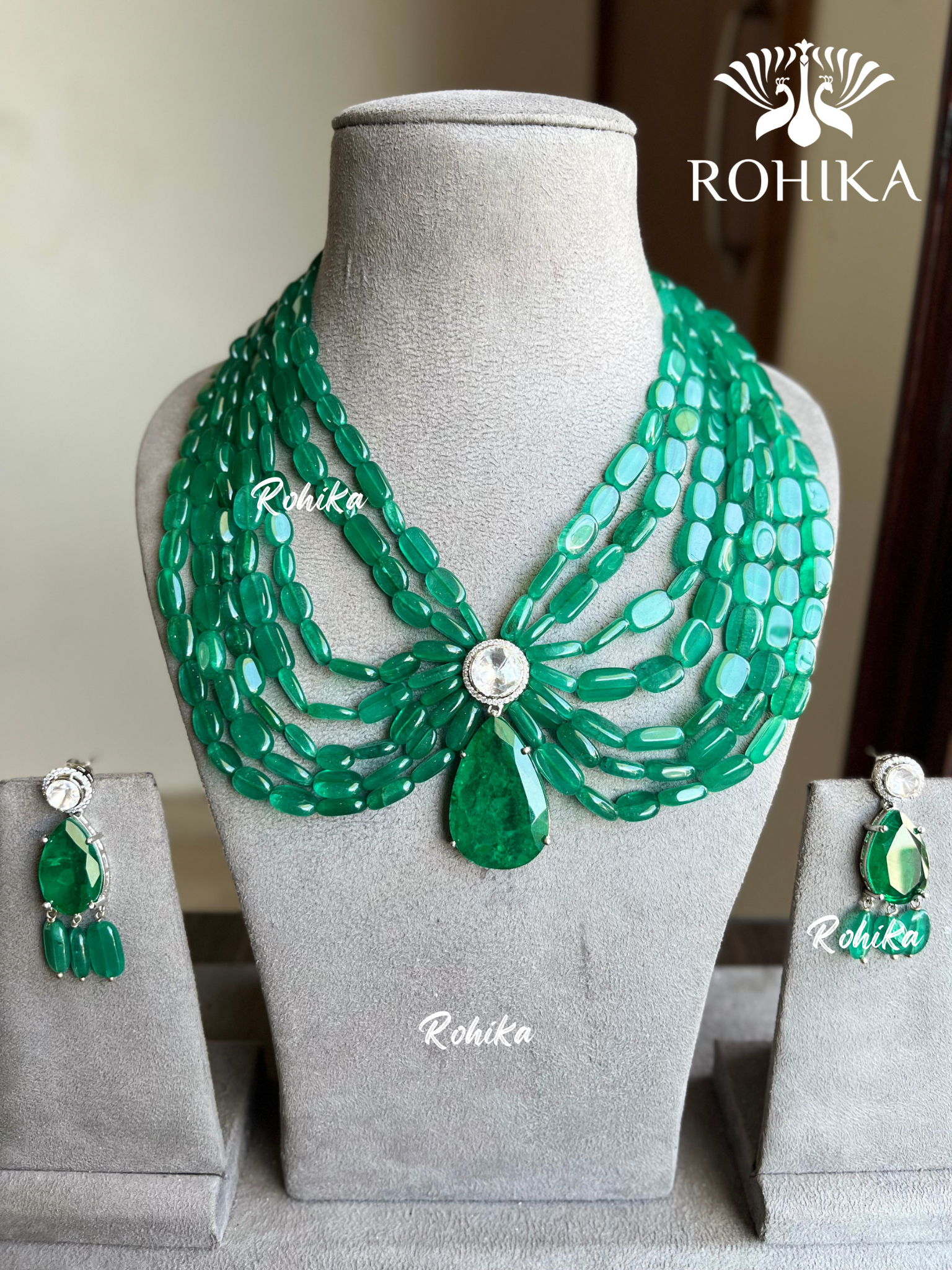 Saisha necklace set - Dark green