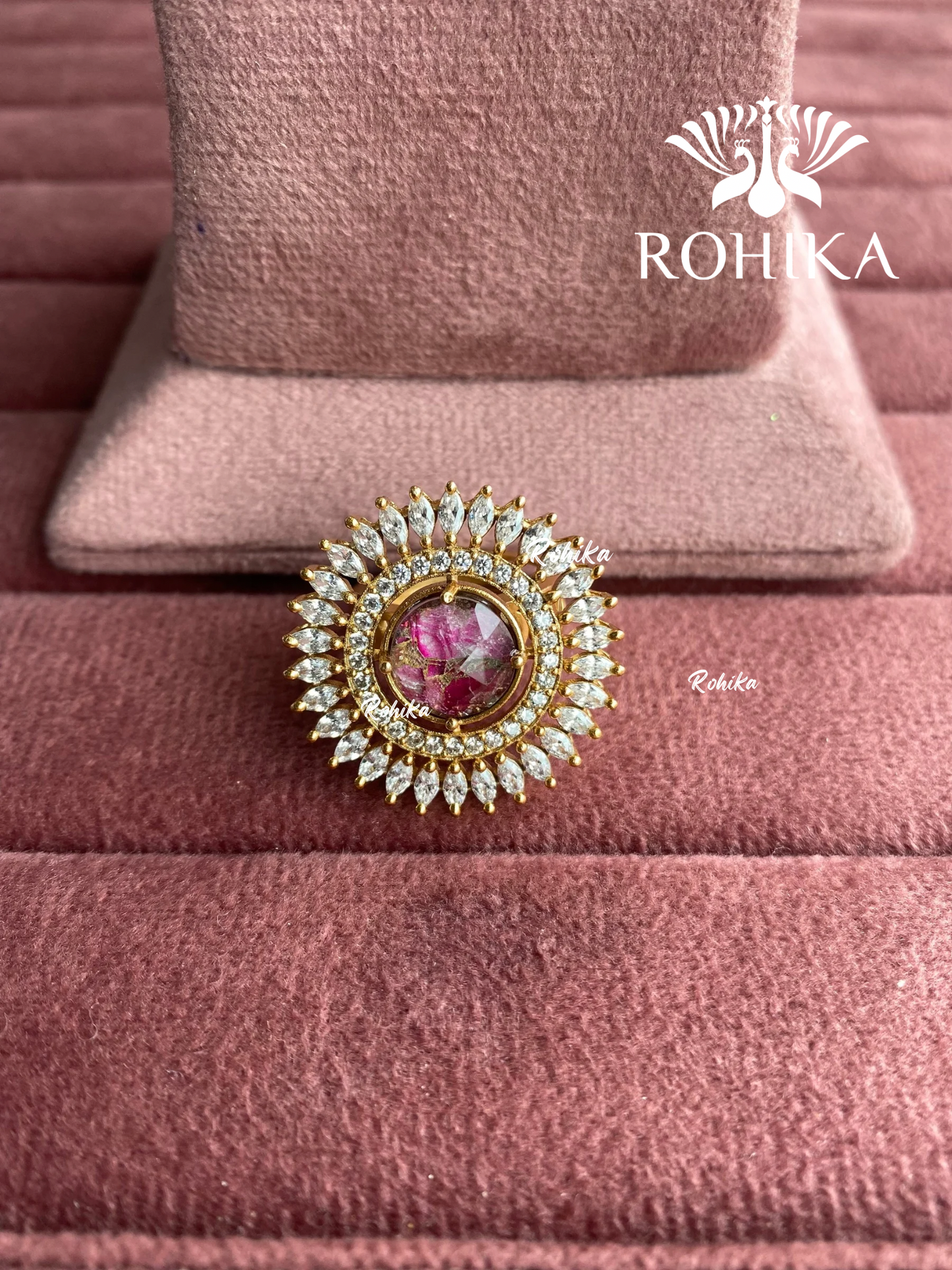 Angana polki kundan ring (SG-121) - Pink