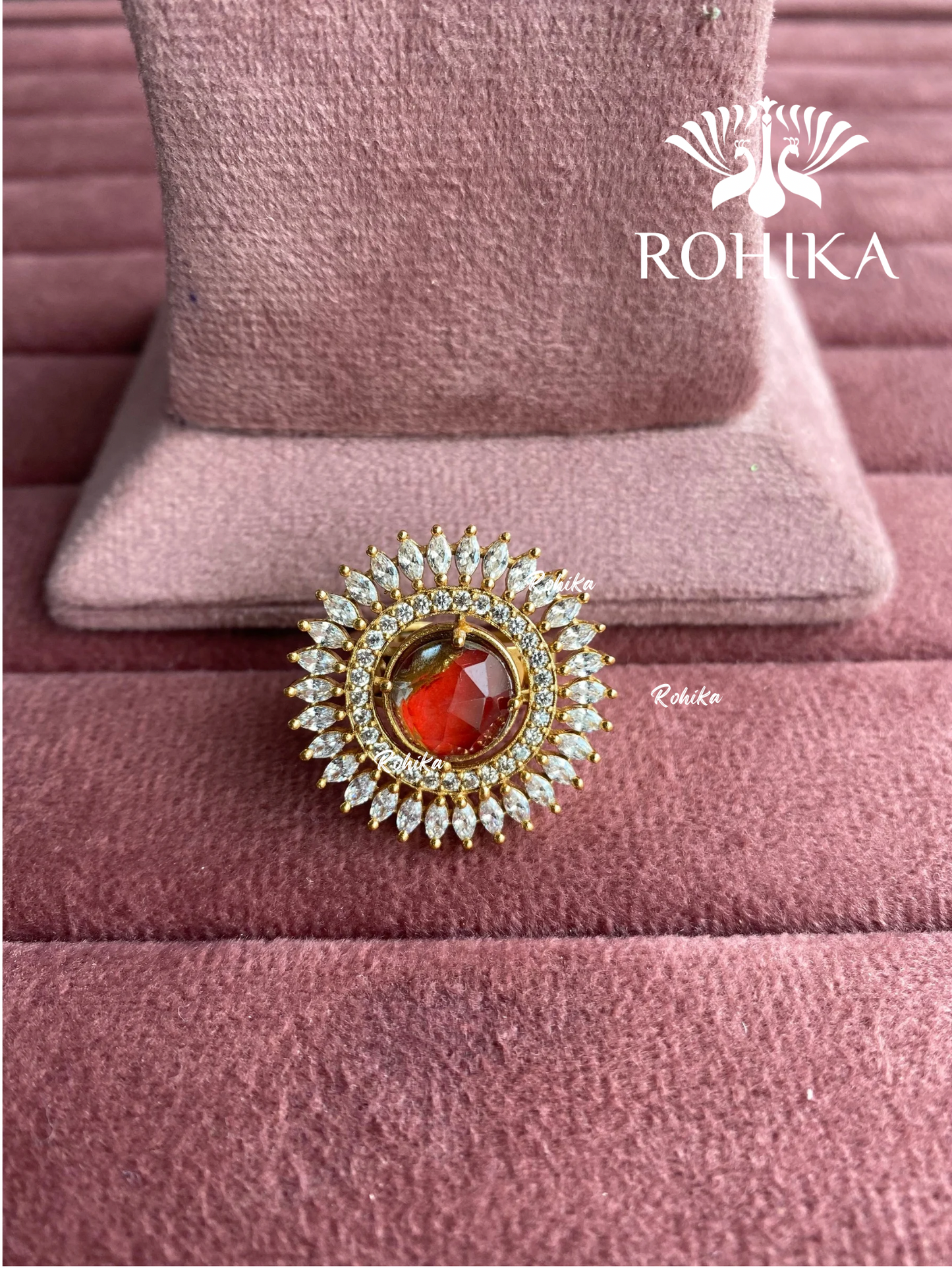 Angana polki kundan ring (SG-121) - Red