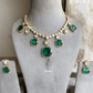 Abha Doublet Kundan Necklace Set - Dark Green - Rohika Store