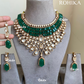Katrina moisanite polki kundan necklace set - Dark green