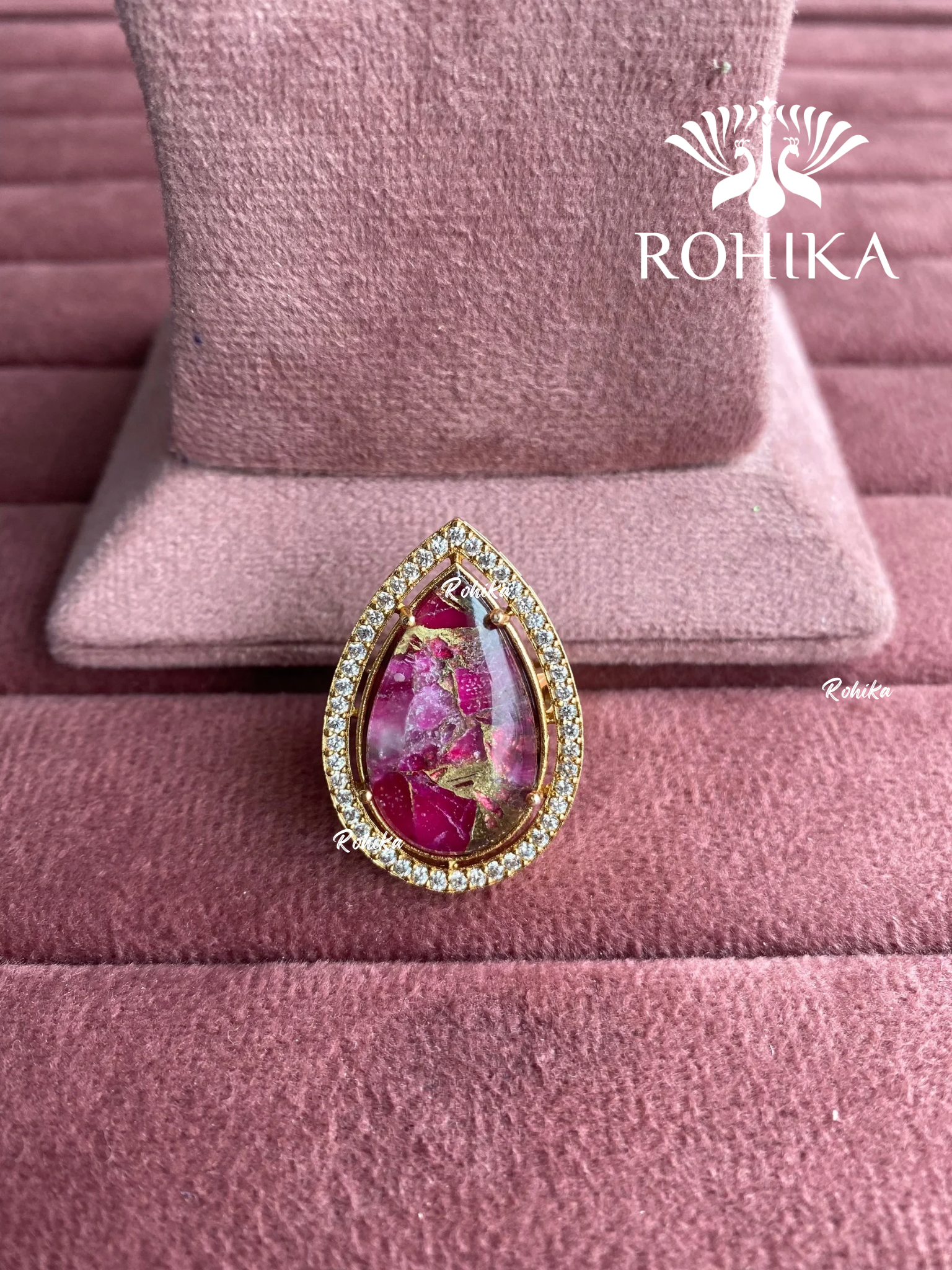 Angana polki kundan ring (SG-123) - Pink