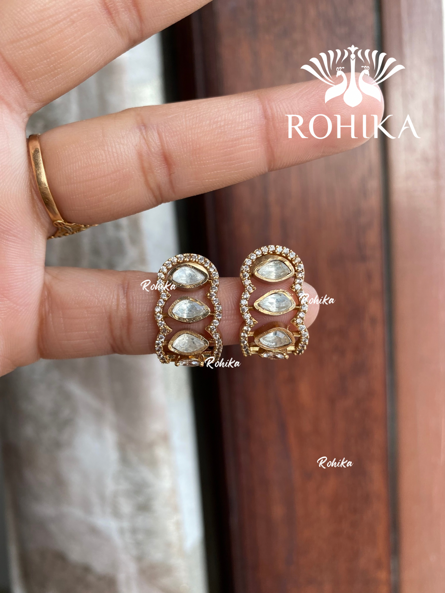 Vibha polki kundan earrings(002)- Golden