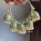 Neena meenakari jhumki bali earrings - Mint green