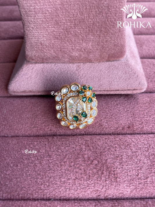 Angana polki kundan ring (SG-086) - Green