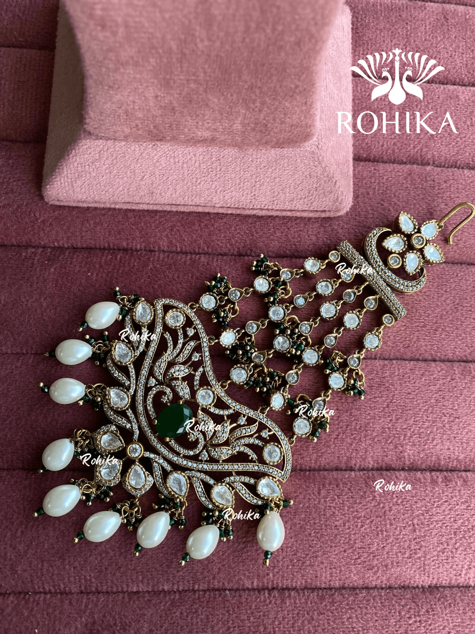 Bandini polki kundan passa /jhoomer (010) - Dark green - Rohika Store