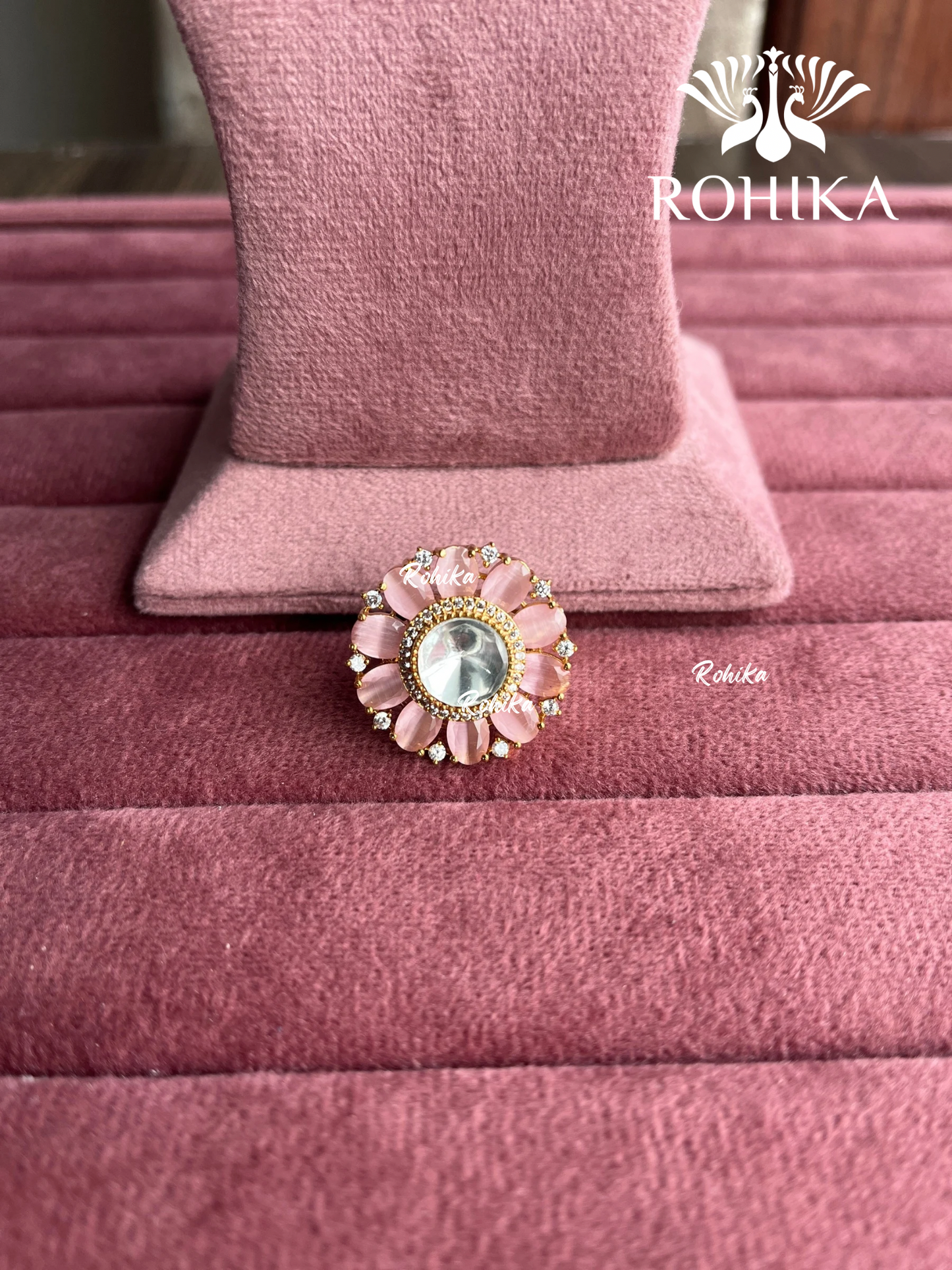 Angana polki kundan ring (SG-094) - Pink