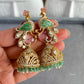 Kanishka Kundan Earrings -Pink And Mint Green