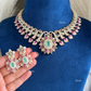 Sarisha AD doublet necklace set - Pink & Mint Green