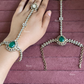 AD kundan haathphool (HP020) - Dark Green