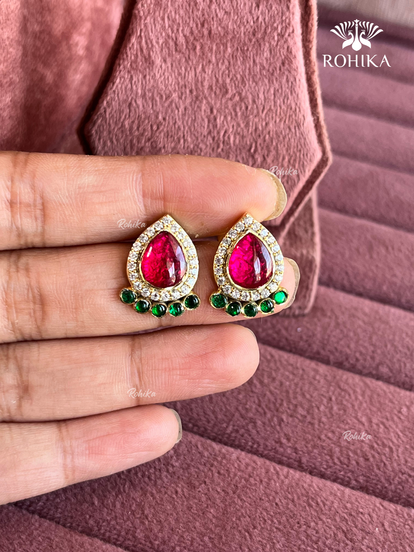 Niva AD Tops Earrings - Red
