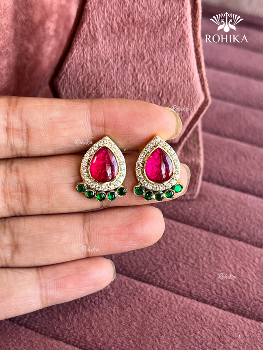 Niva AD Tops Earrings - Red