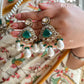 Adhrit Polki Kundan Doublet Long Necklace Set - Dark green
