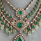 Arushi Polki Kundan Long Necklace Set - Dark Green
