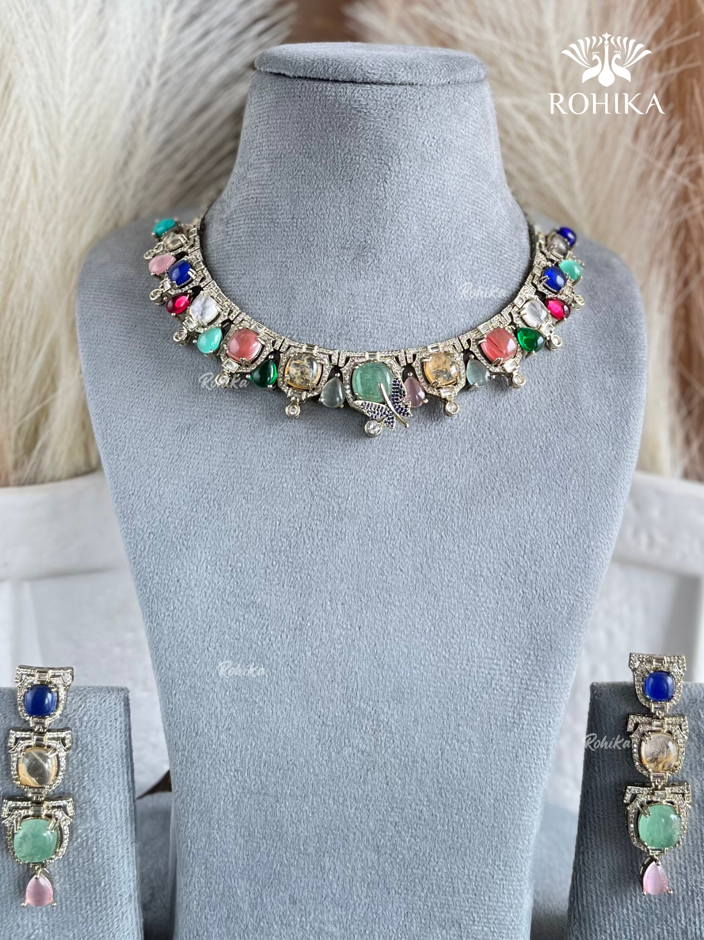 Saabya Inspired Fusion Necklace Set (SS021) - Mint Green