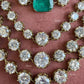 Isha doublet american diamond necklace set - Dark green