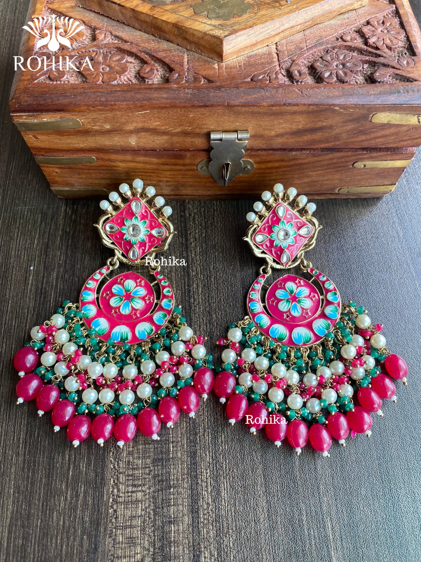 Rashmi meenakari earrings - Pink