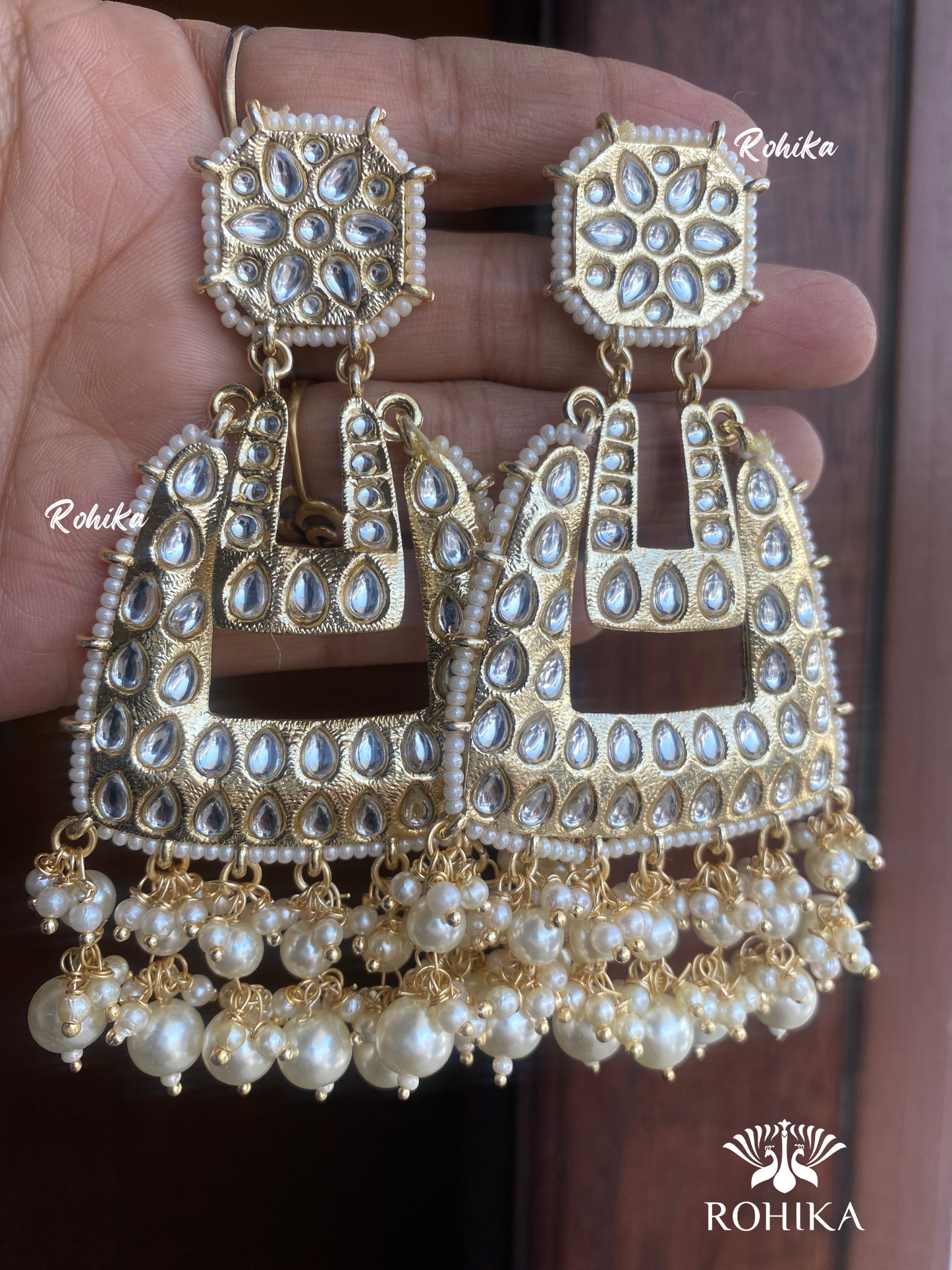 Gunjan beautiful earrings- Golden