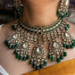 Anokhi Polki Kundan Bridal Necklace Set - Dark green