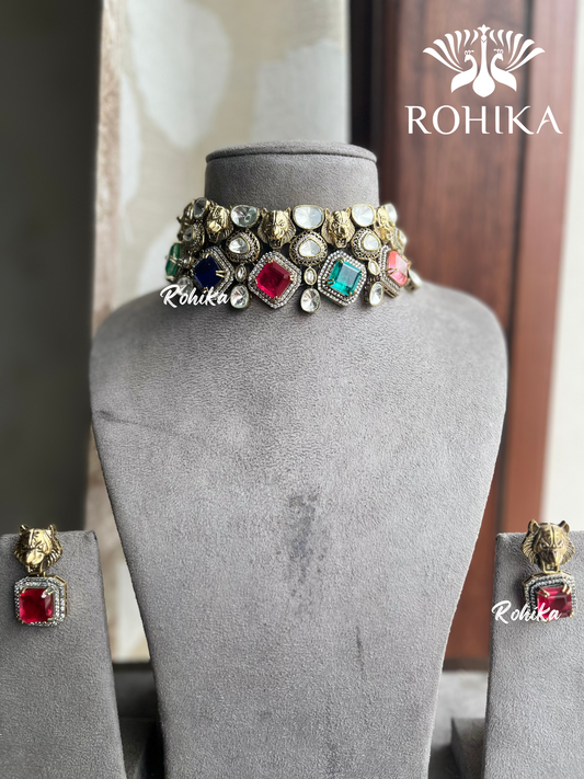 Sabhya designer choker set -Multi colour