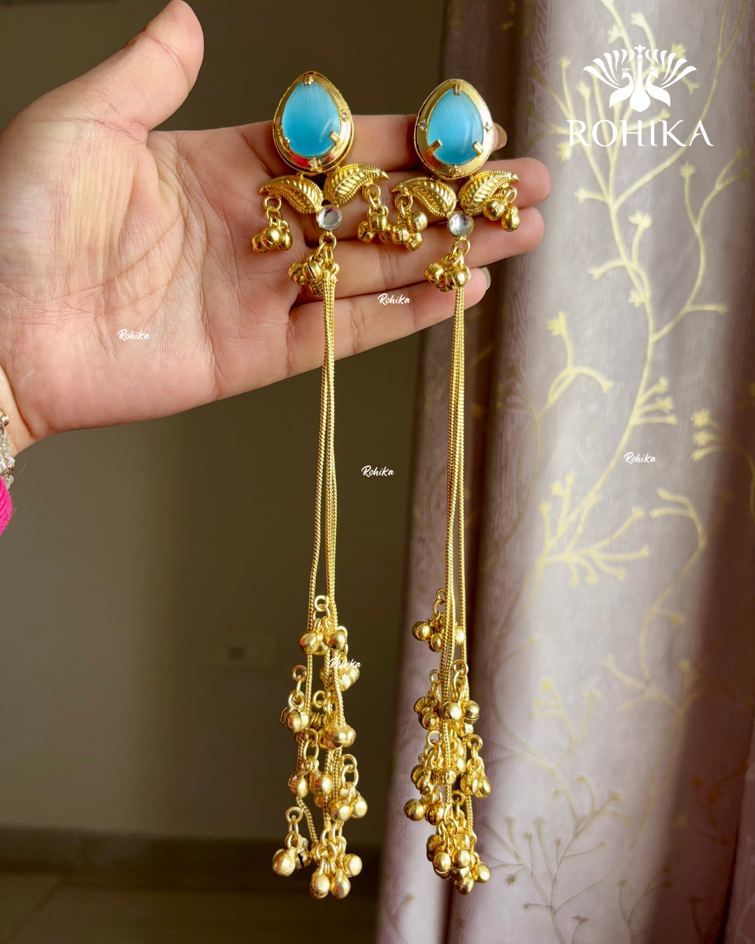 Banjara fusion Kashmiri earrings (FE-023) -  Blue