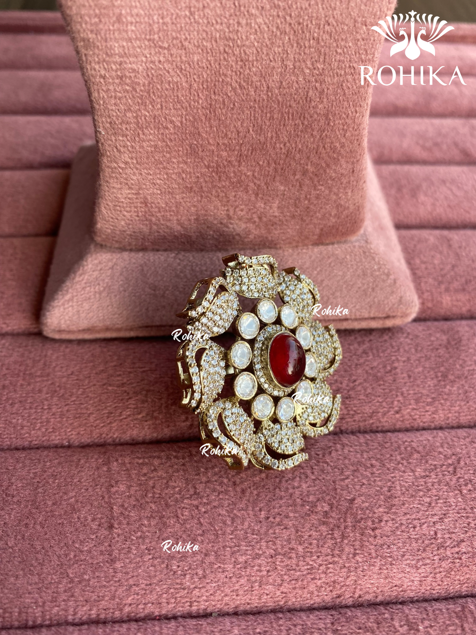 Angana polki kundan ring (SG-077) - Red