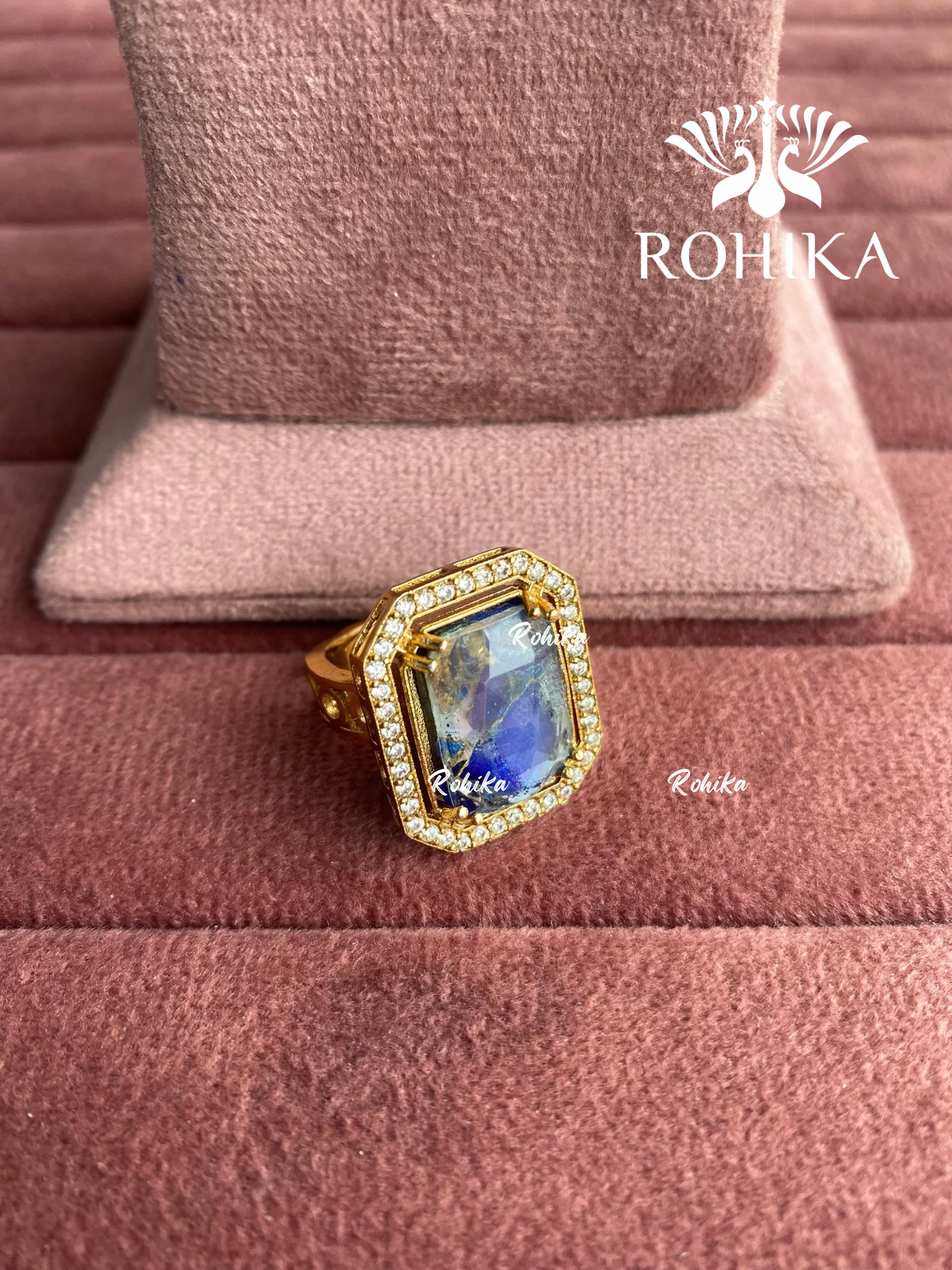 Angana polki kundan ring (SG-124) - Blue