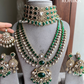 Agasti kundan bridal combo set - Dark Green