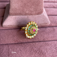 Angana polki kundan ring (SG-085) - Pink & green