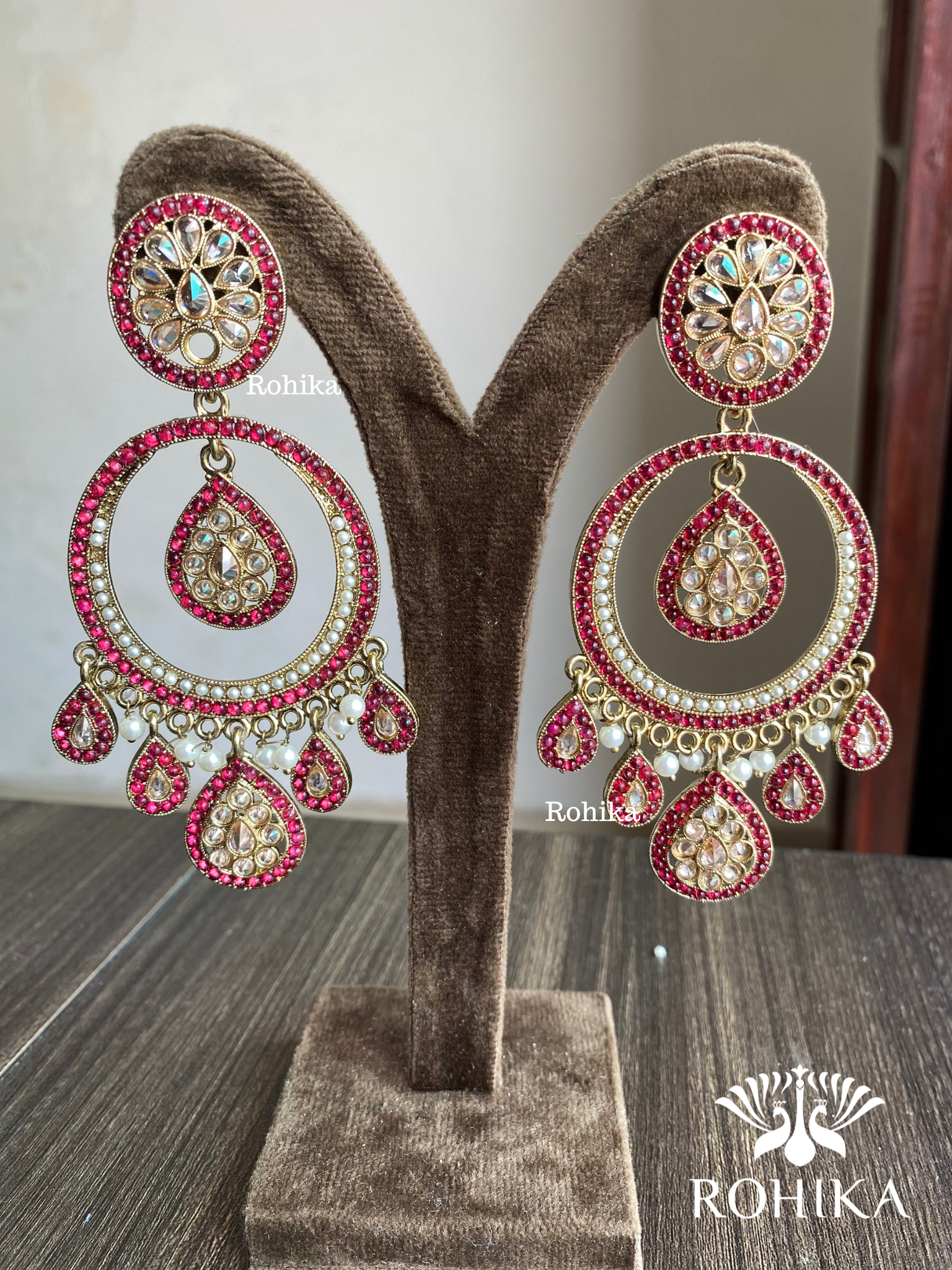 Sitara polki earrings - Red