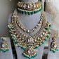 Satya polki kundan combo set -  Dark Green