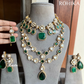 Meera doublet kundan combo set - Dark Green