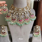 Sugandhit moisanite necklace set - Mint green and Pink