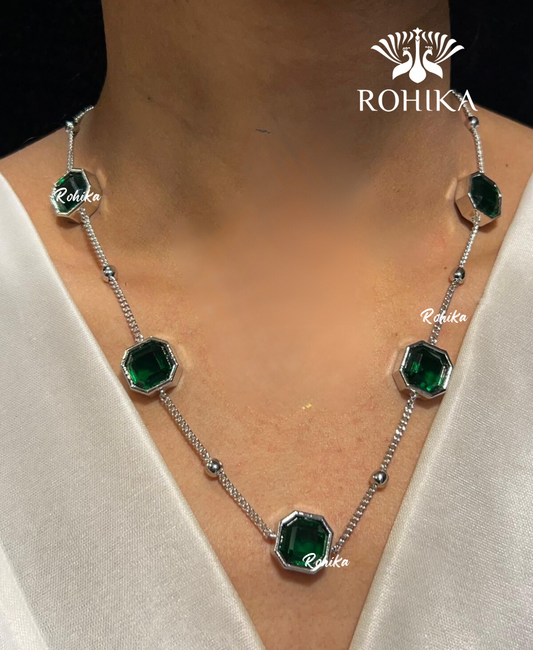 Vera american diamond necklace set - Dark green