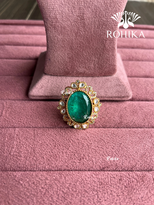 Angana polki kundan ring (SG-107) - Mint green