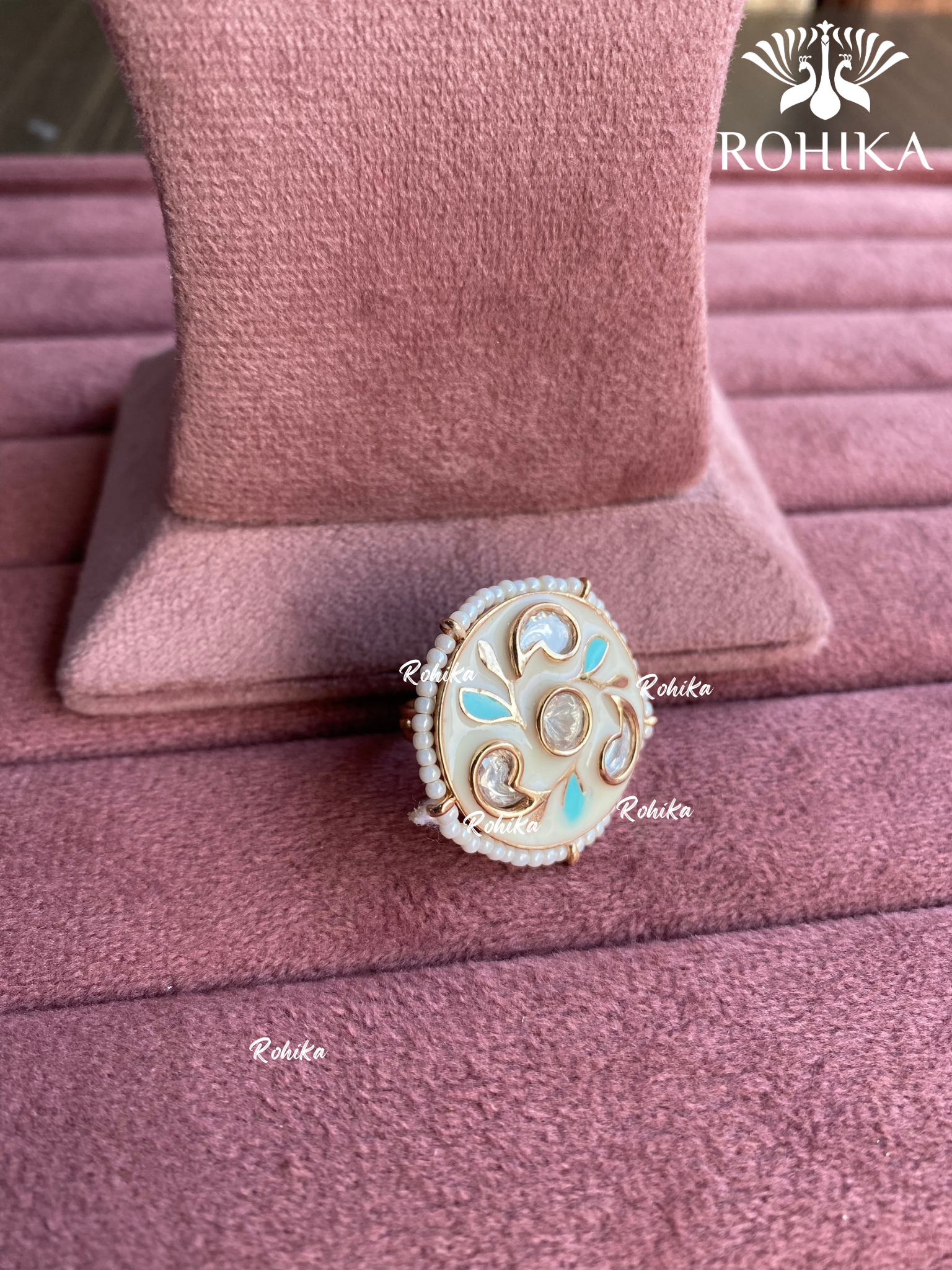 Angana polki kundan ring (SG-071) - Mint green