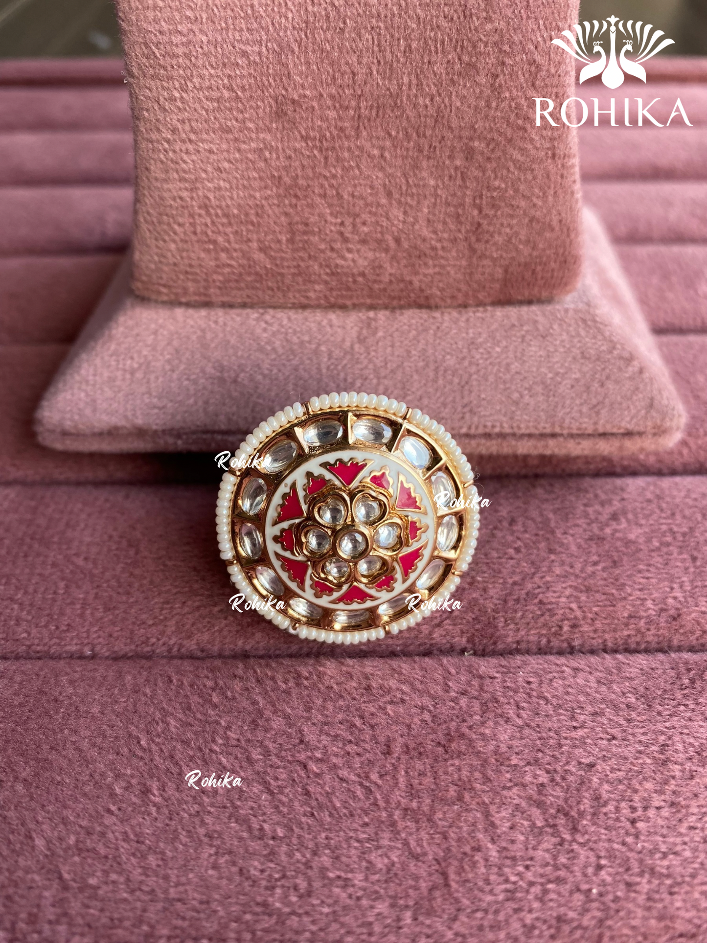 Angana polki kundan ring (SG-064) - Red