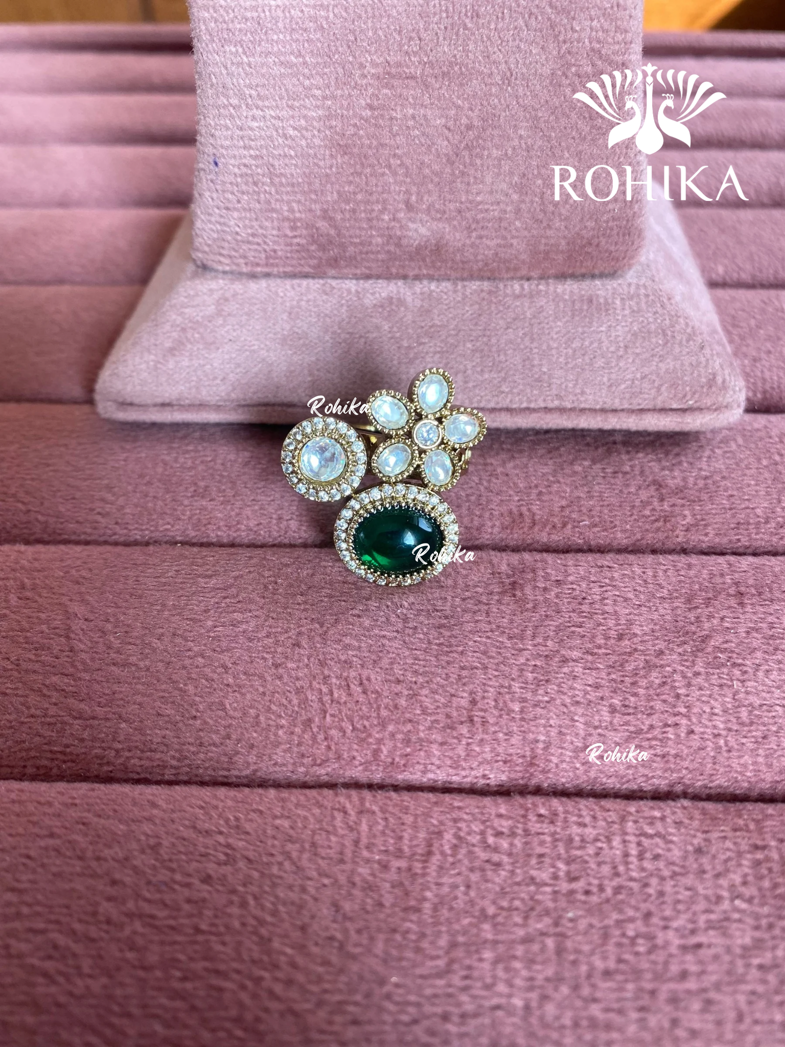 Angana polki kundan ring (SG-137) - Green