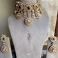 Hamsini polki kundan necklace set - Dark green