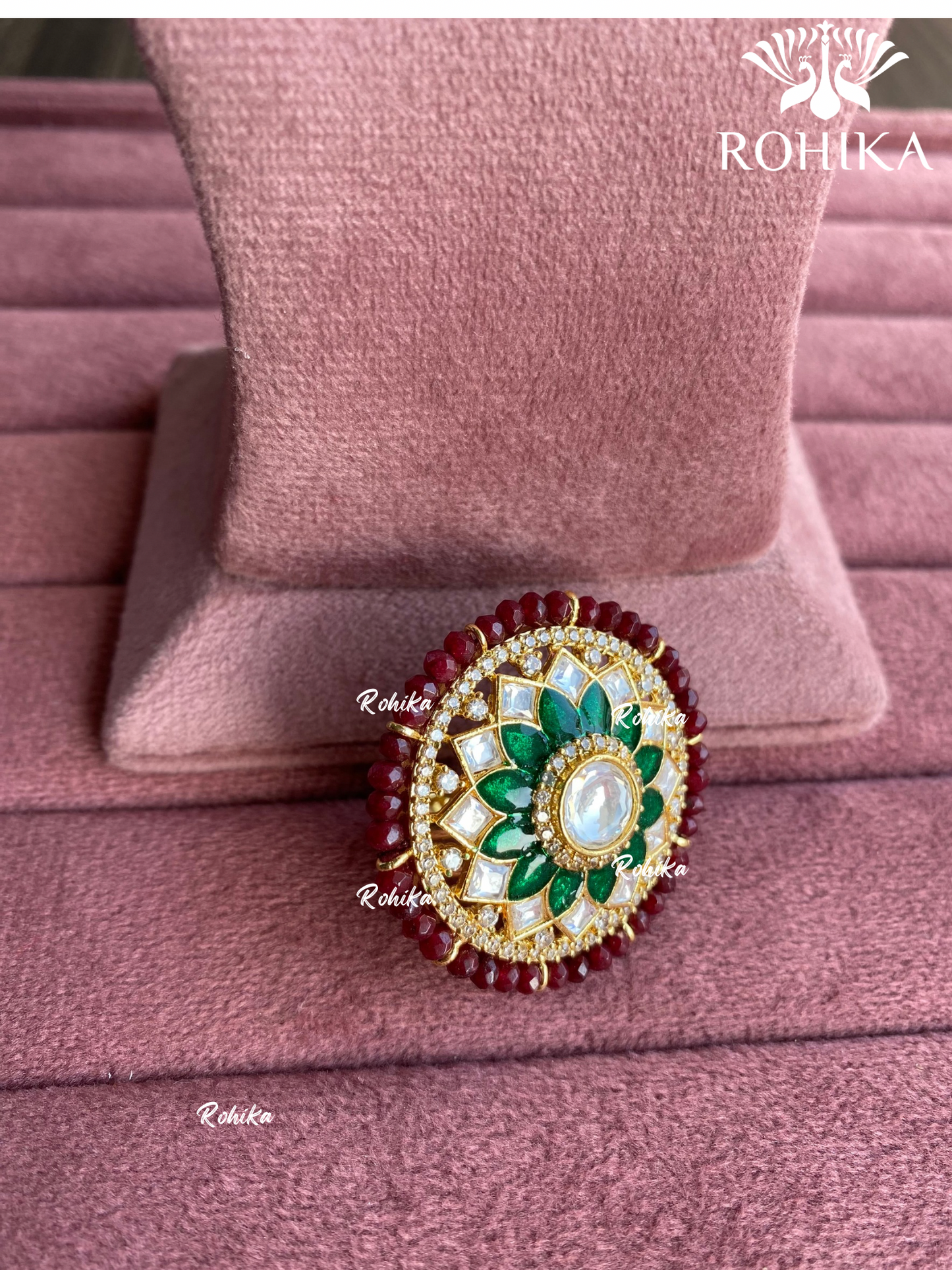 Angana polki kundan ring (SG-083) - Green